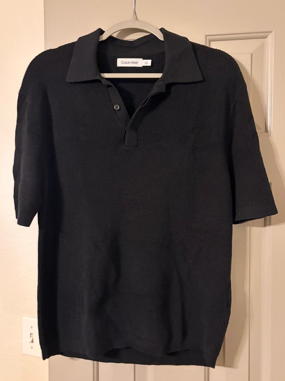 Calvin Klein Black Short-Sleeve Polo Knit